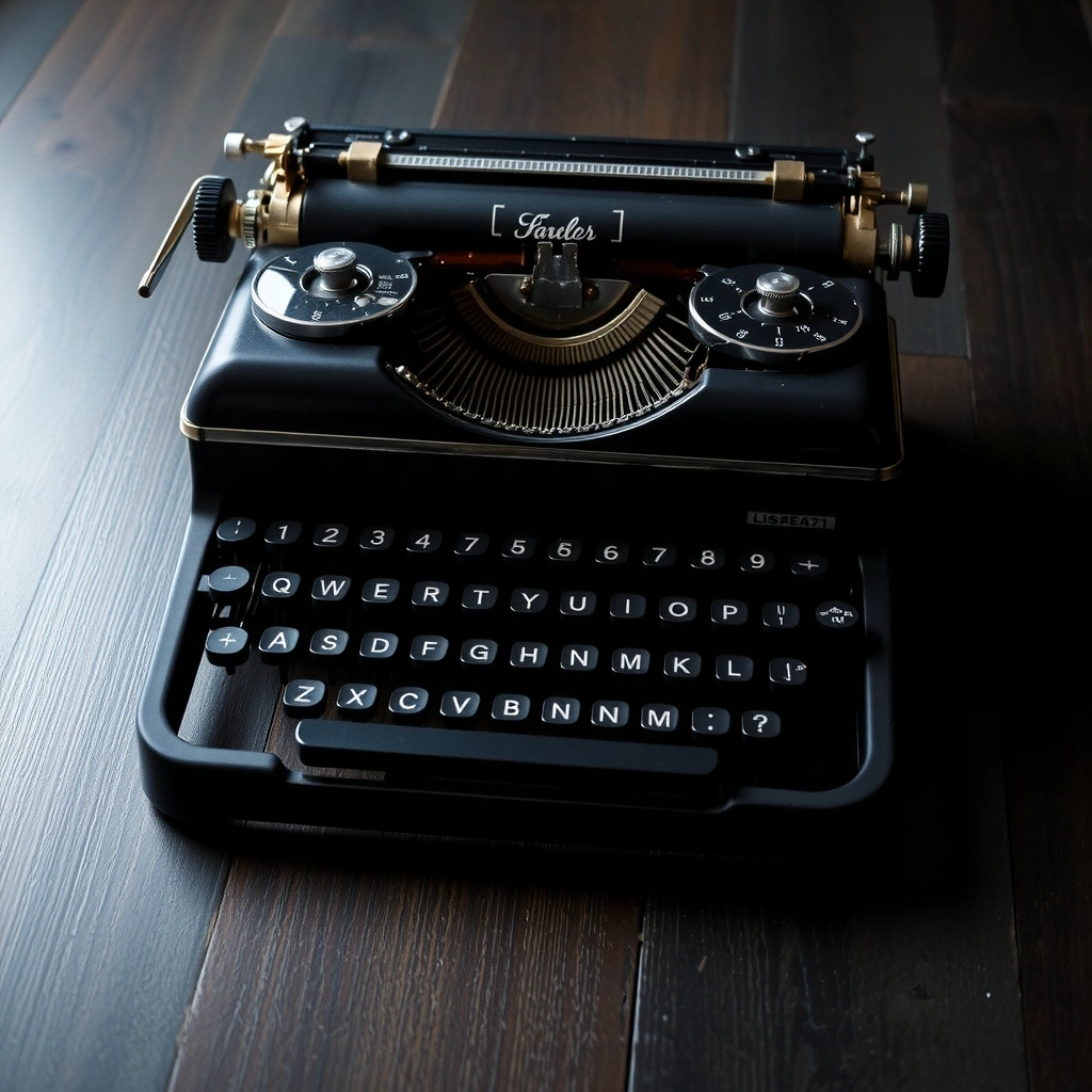 Grainy black and white typewriter